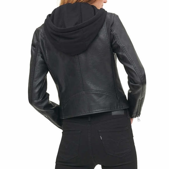 Levi's Jackets & Blazers - Levi's Womens' Faux Leather Moto Hooded Jacket